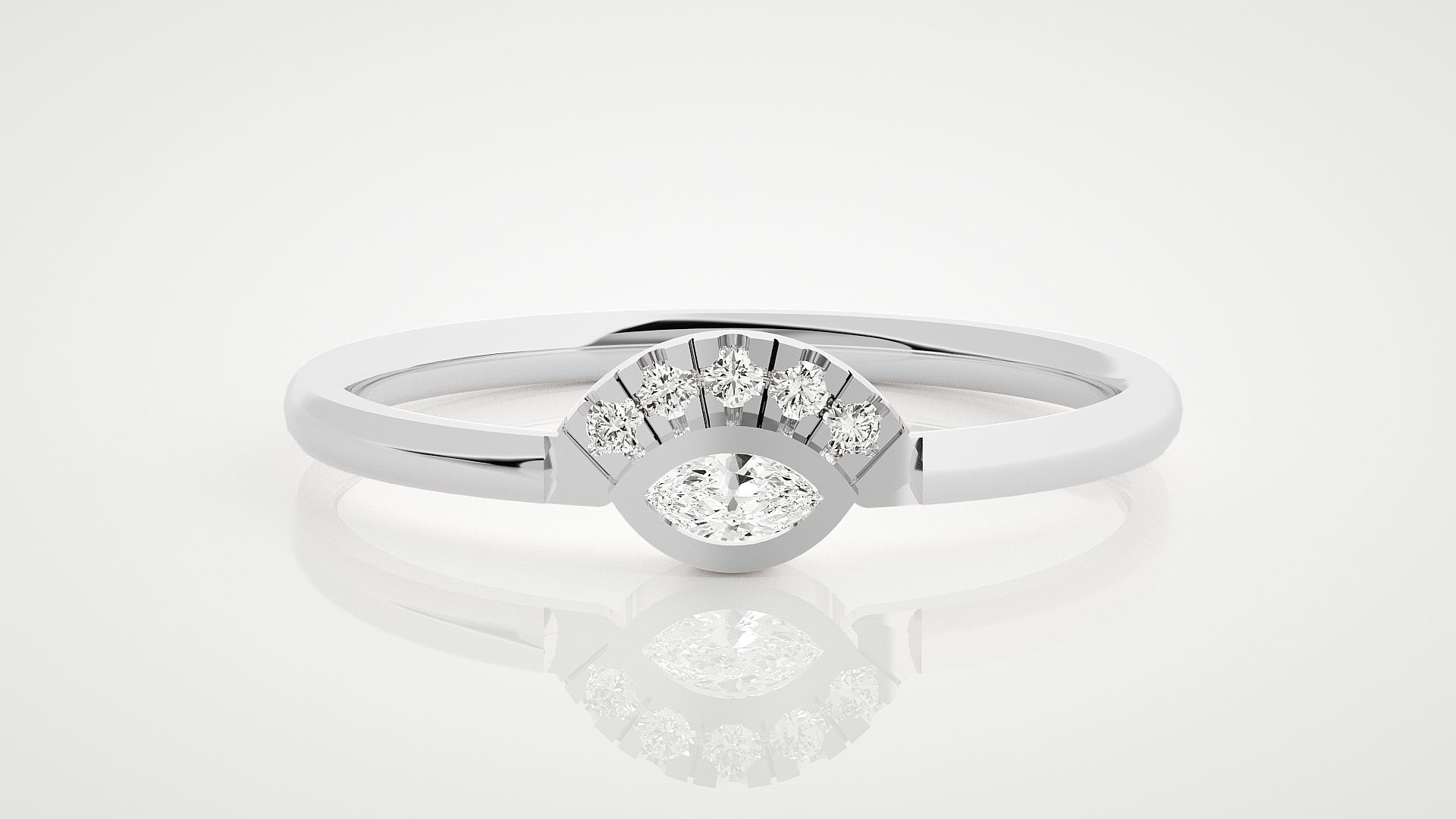 Evil Eye Ultra Light wt minimalist diamond ring 3dm stl renders 3D print model_4