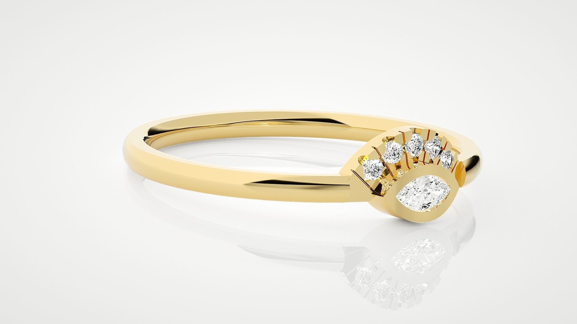 Evil Eye Ultra Light wt minimalist diamond ring 3dm stl renders 3D print model_8