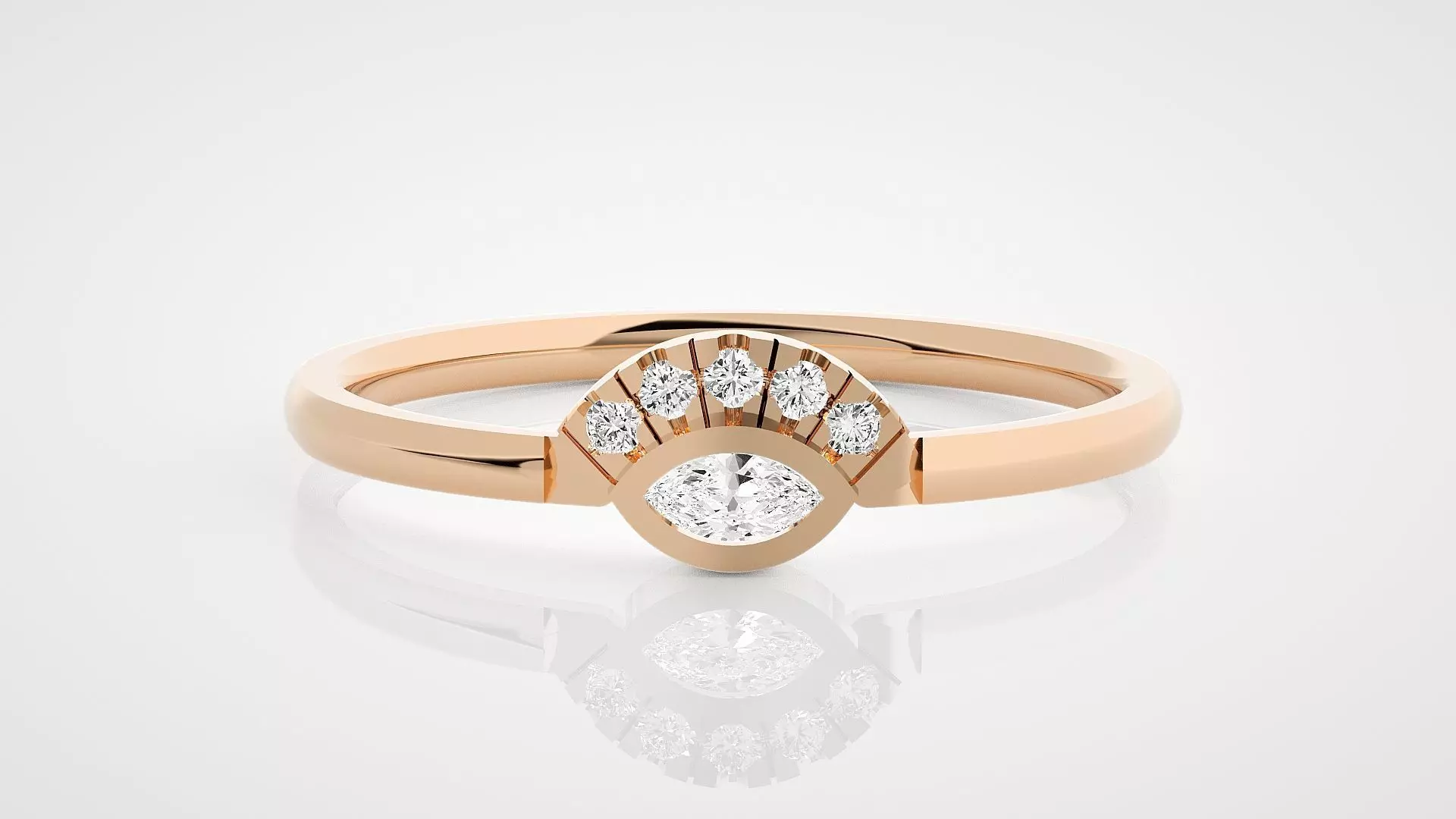 Evil Eye Ultra Light wt minimalist diamond ring 3dm stl renders 3D print model_0