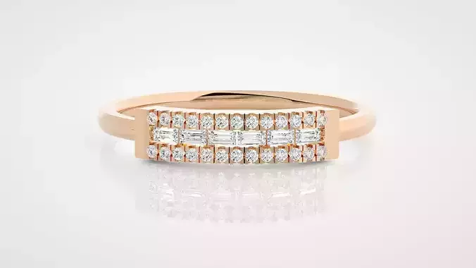 Ultra Light wt minimalist baguette diamond ring 3dm stl renders