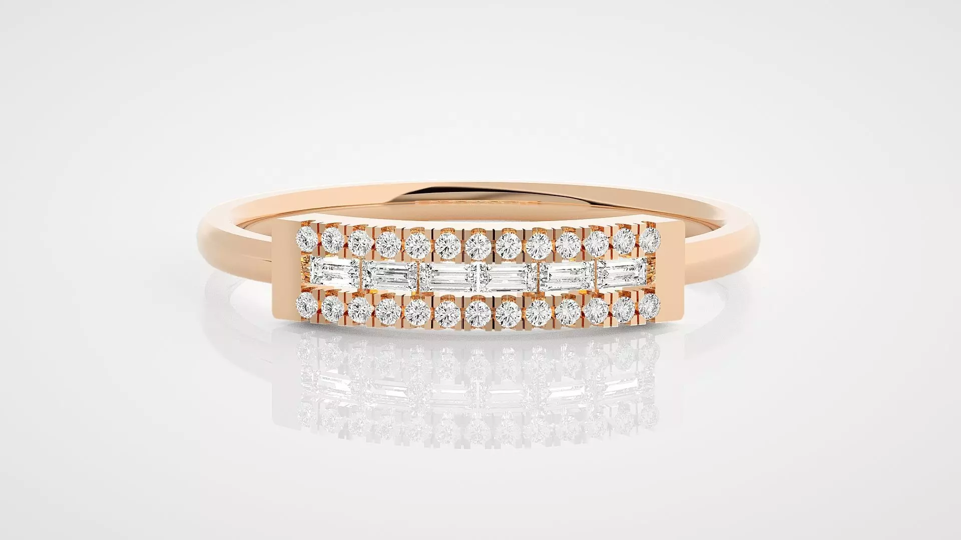 Ultra Light wt minimalist baguette diamond ring 3dm stl renders 3D print model