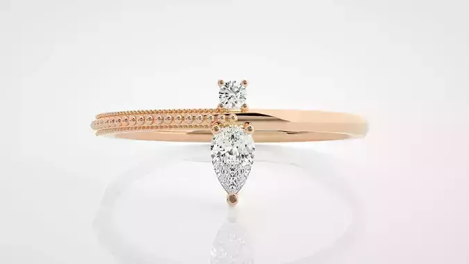 Ultra Light wt minimalist pear diamond ring 3dm stl renders