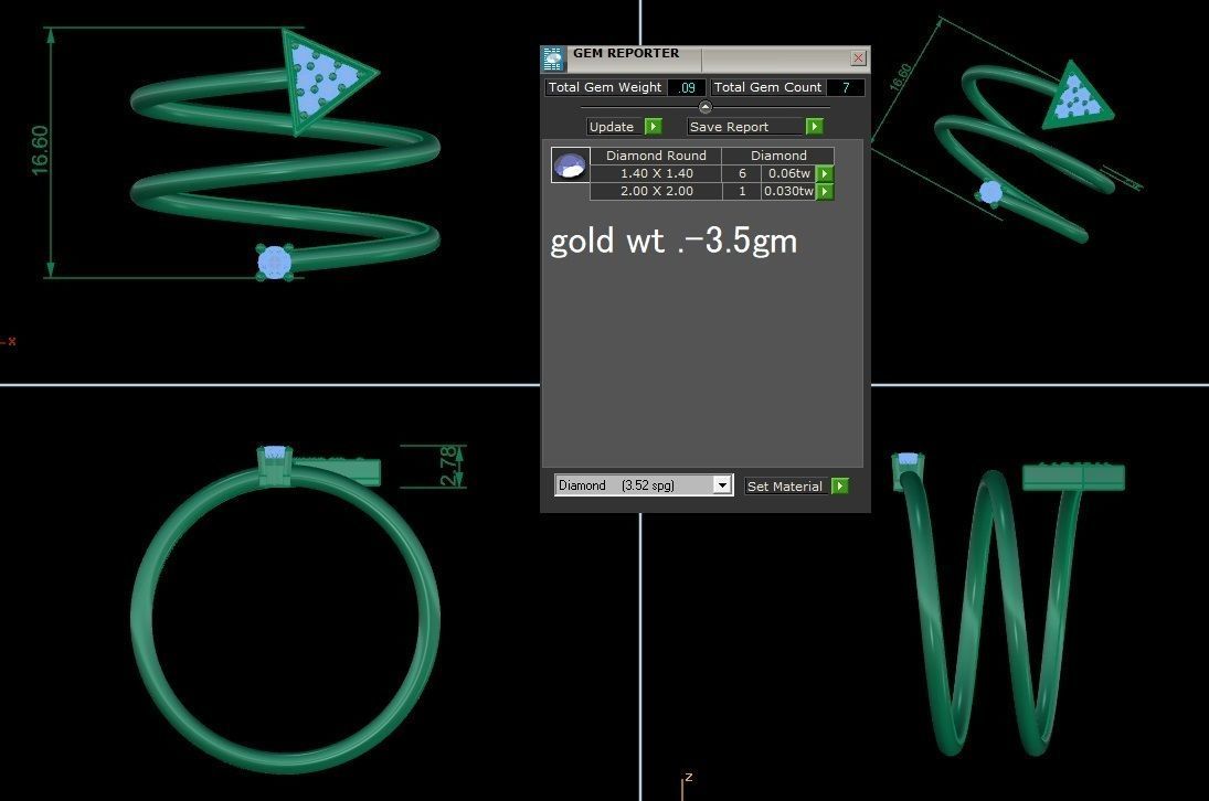 Arrow Ultra Light wt minimalist diamond ring 3dm stl renders  3D print model_1