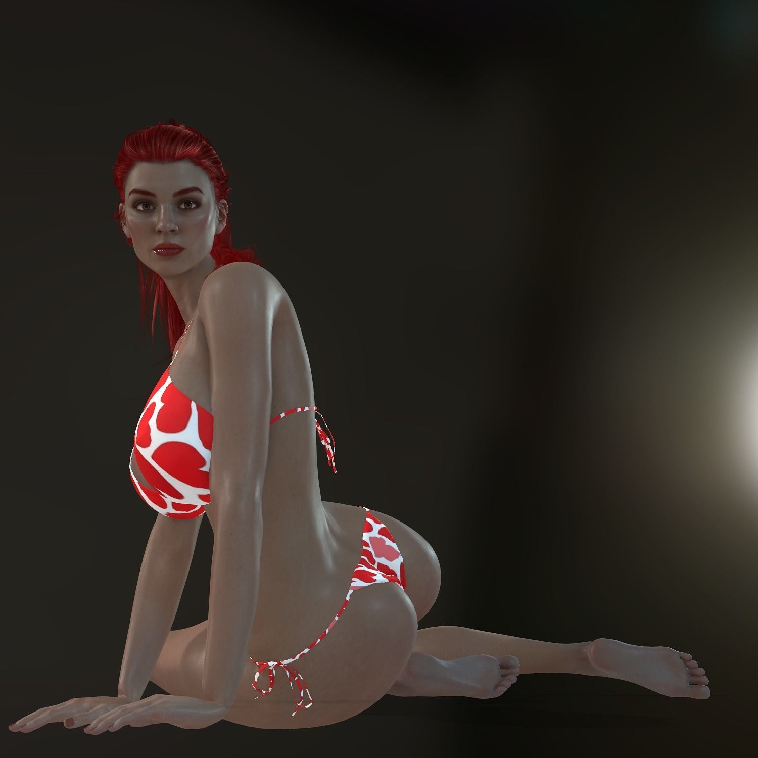3D Beautiful Woman Character Semi-Realistic Girl Wears Pikini  Low-poly 3D model_10