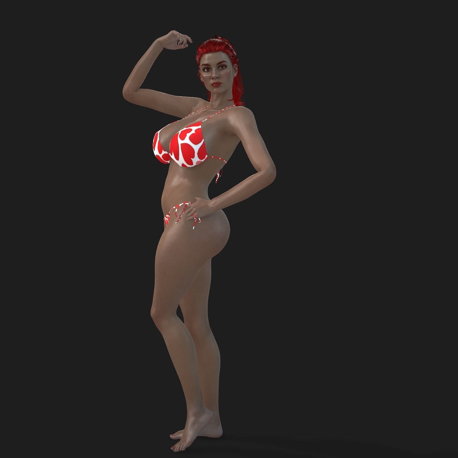 3D Beautiful Woman Character Semi-Realistic Girl Wears Pikini  Low-poly 3D model_6