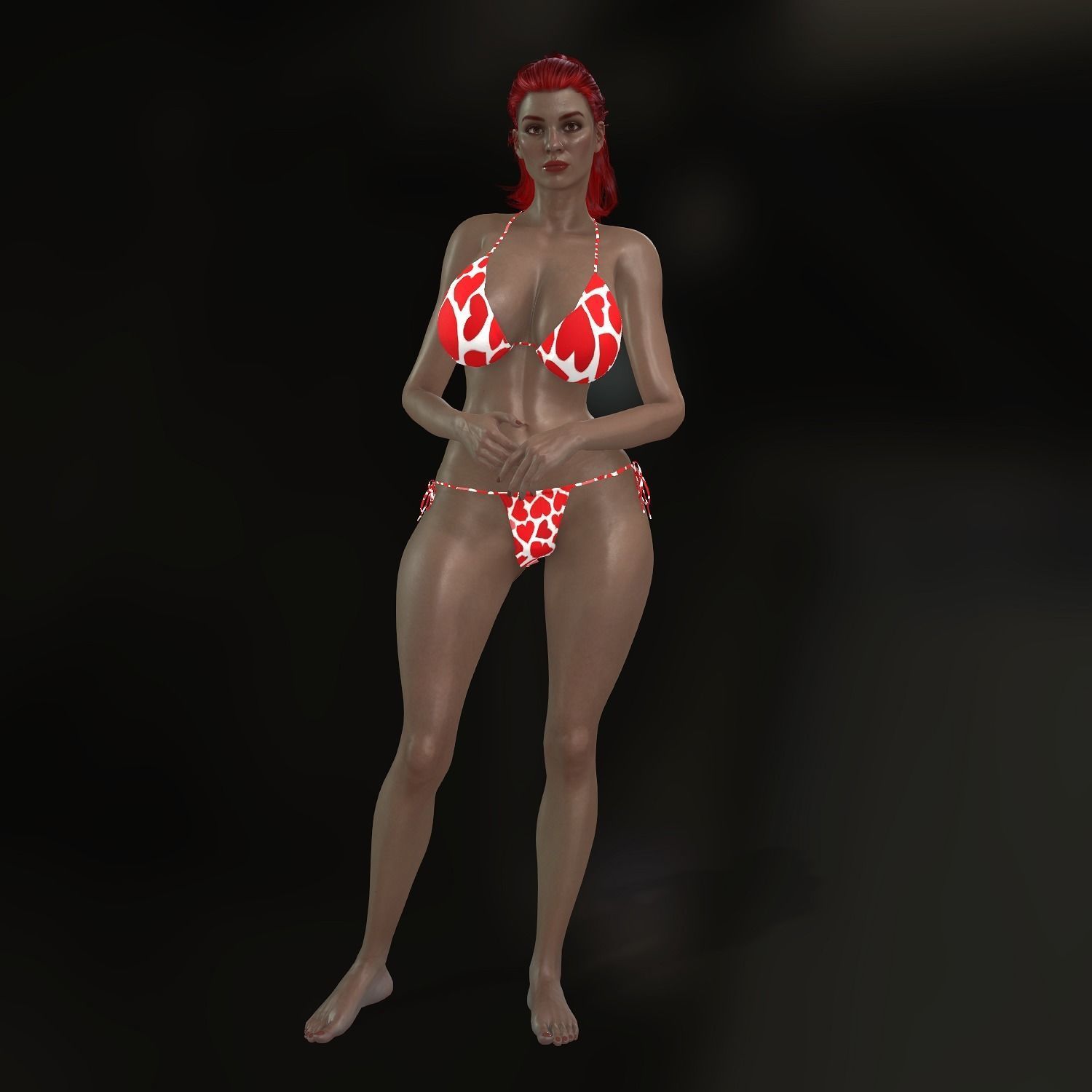 3D Beautiful Woman Character Semi-Realistic Girl Wears Pikini  Low-poly 3D model_7