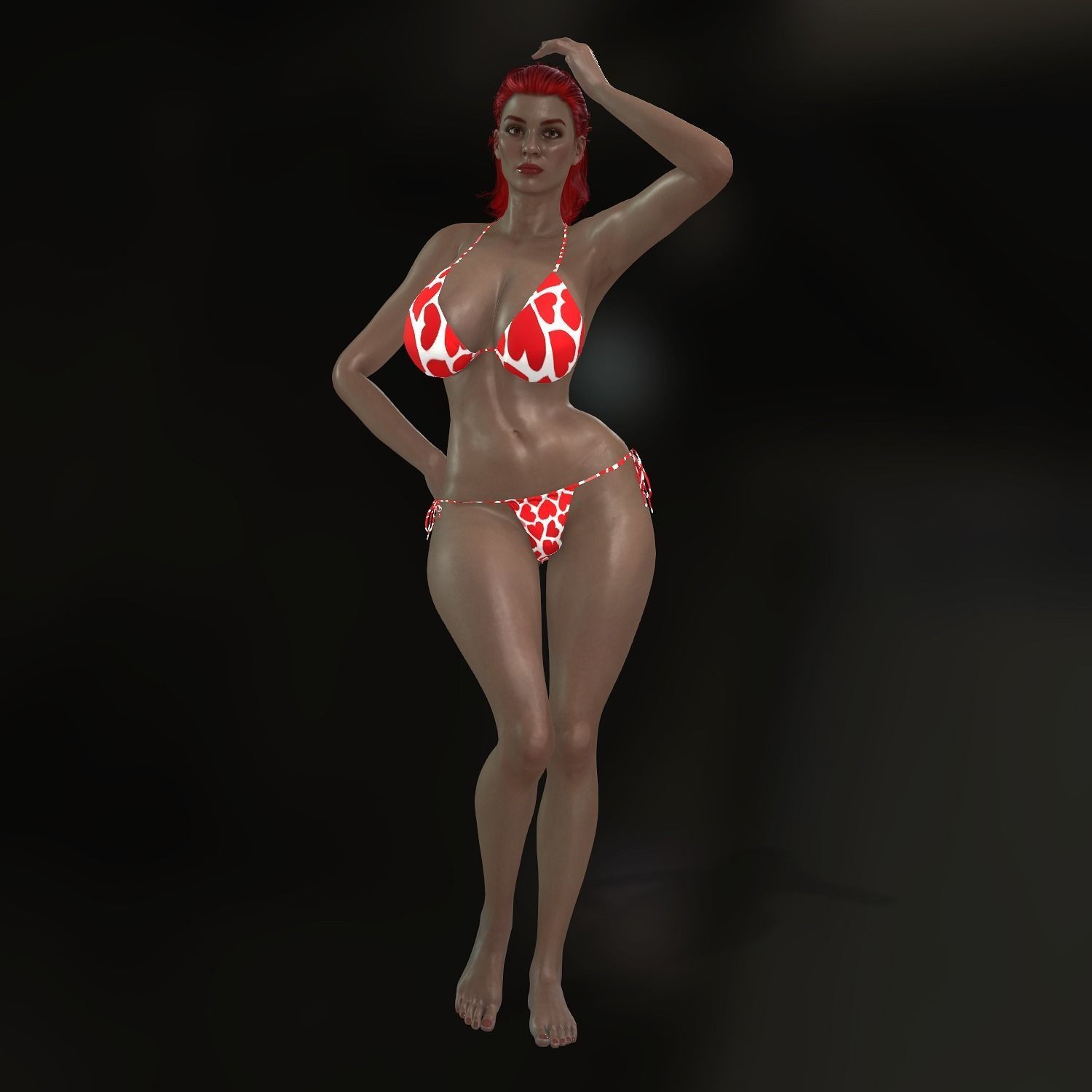 3D Beautiful Woman Character Semi-Realistic Girl Wears Pikini  Low-poly 3D model_4