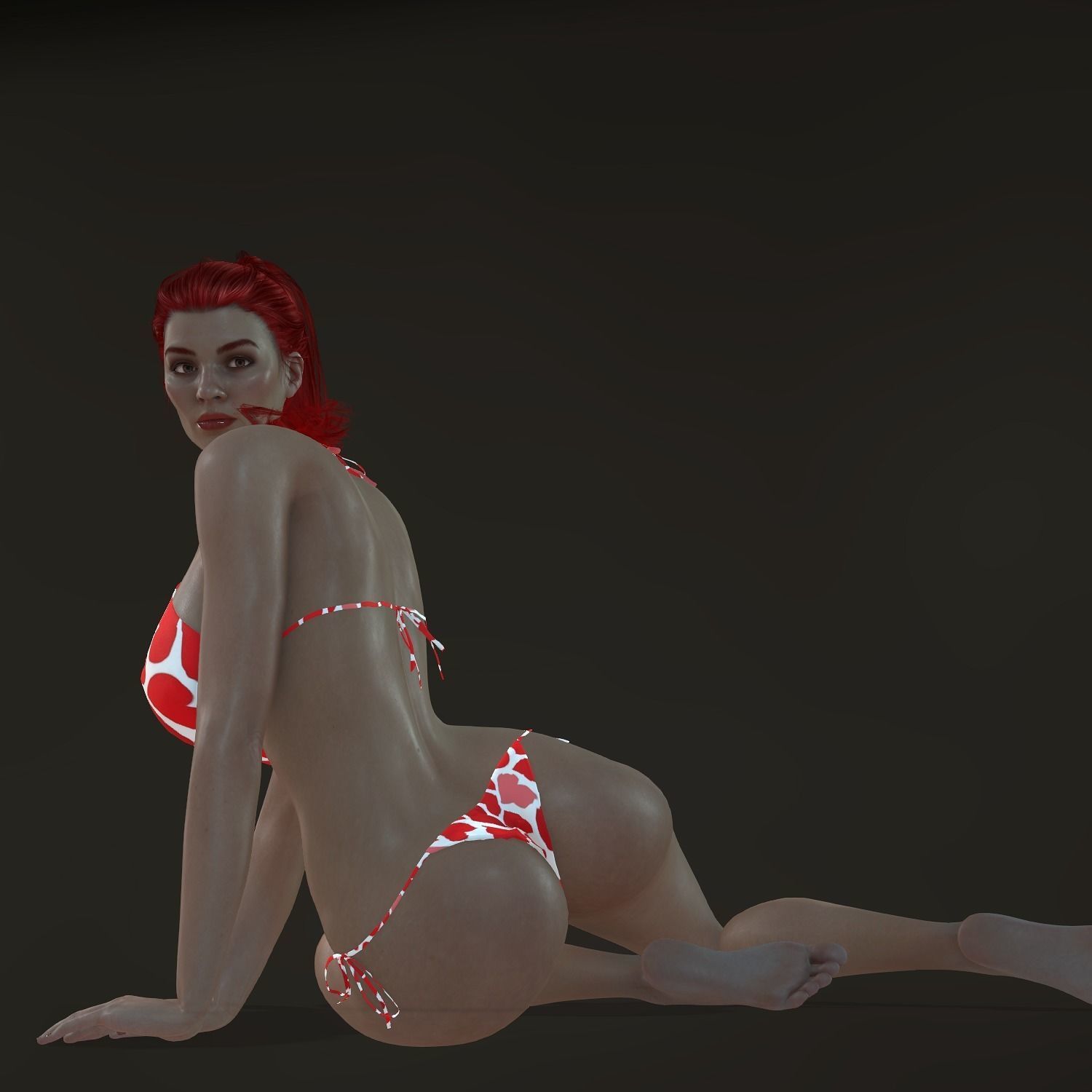 3D Beautiful Woman Character Semi-Realistic Girl Wears Pikini  Low-poly 3D model_2