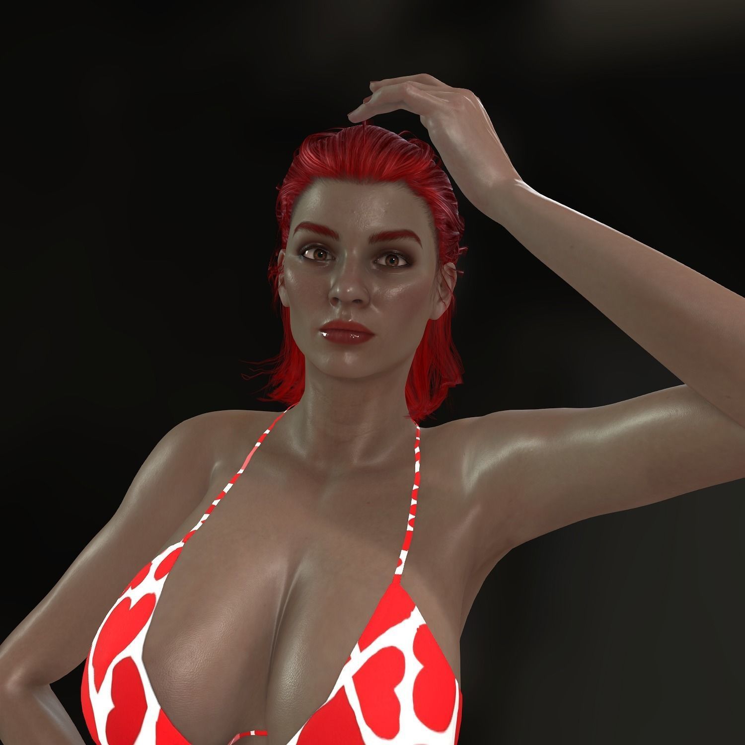 3D Beautiful Woman Character Semi-Realistic Girl Wears Pikini  Low-poly 3D model_3