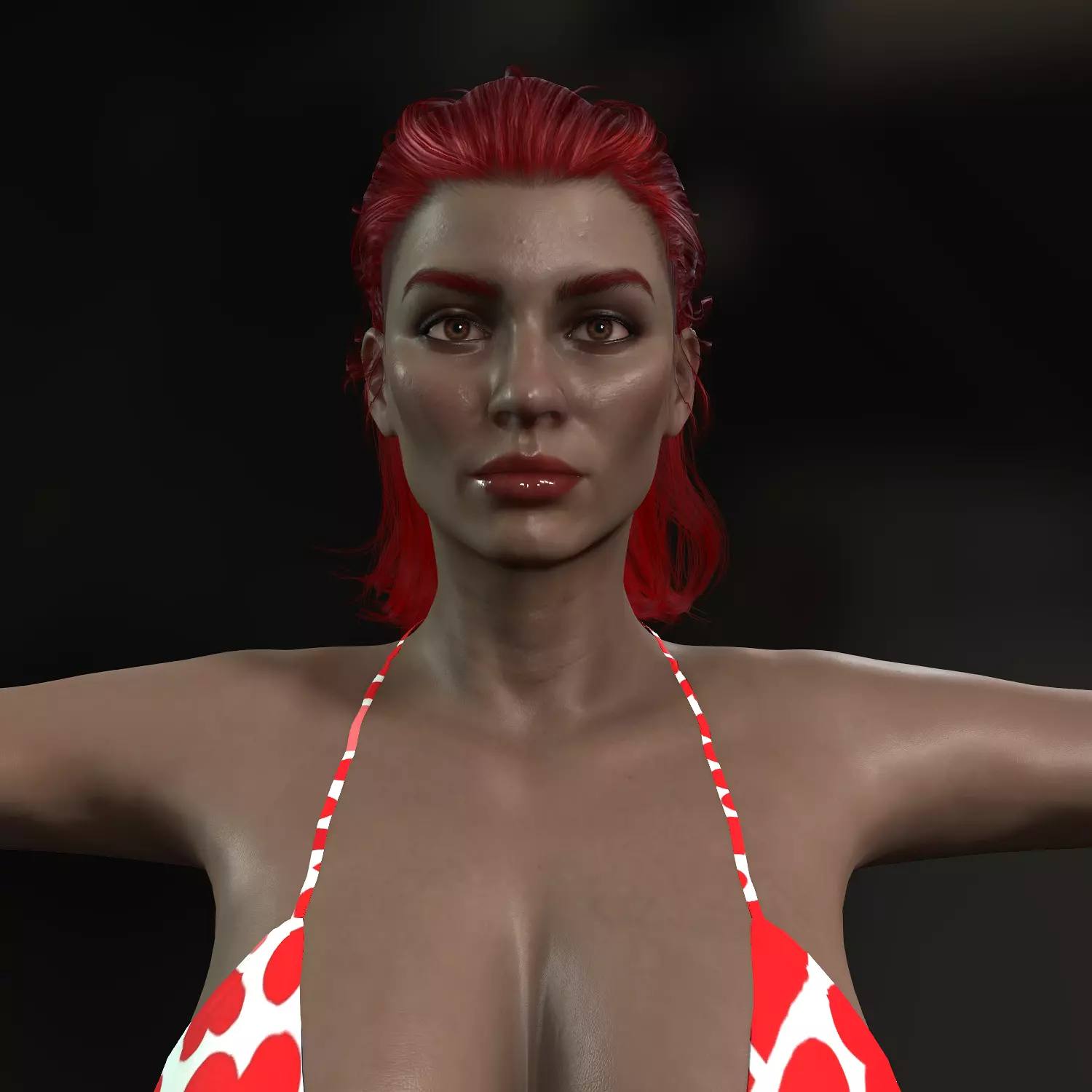 3D Beautiful Woman Character Semi-Realistic Girl Wears Pikini  Low-poly 3D model_0