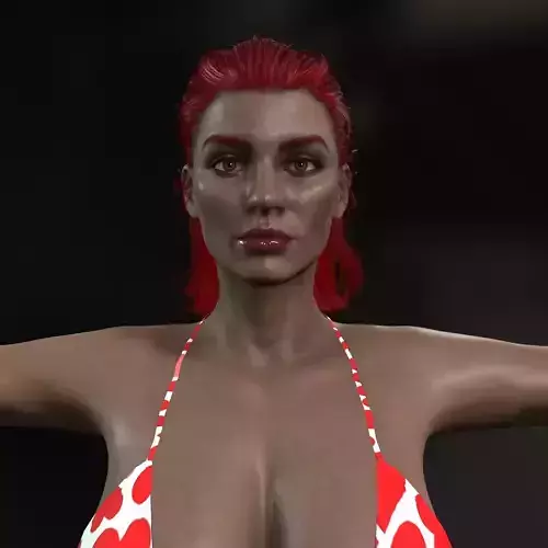 3D Beautiful Woman Character Semi-Realistic Girl Wears Pikini  Low-poly 3D model