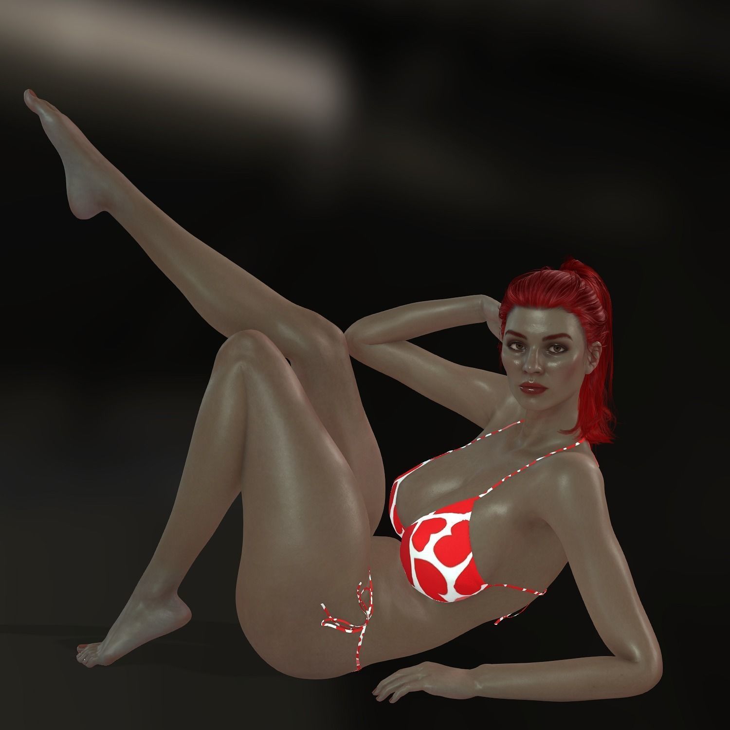 3D Beautiful Woman Character Semi-Realistic Girl Wears Pikini  Low-poly 3D model_1