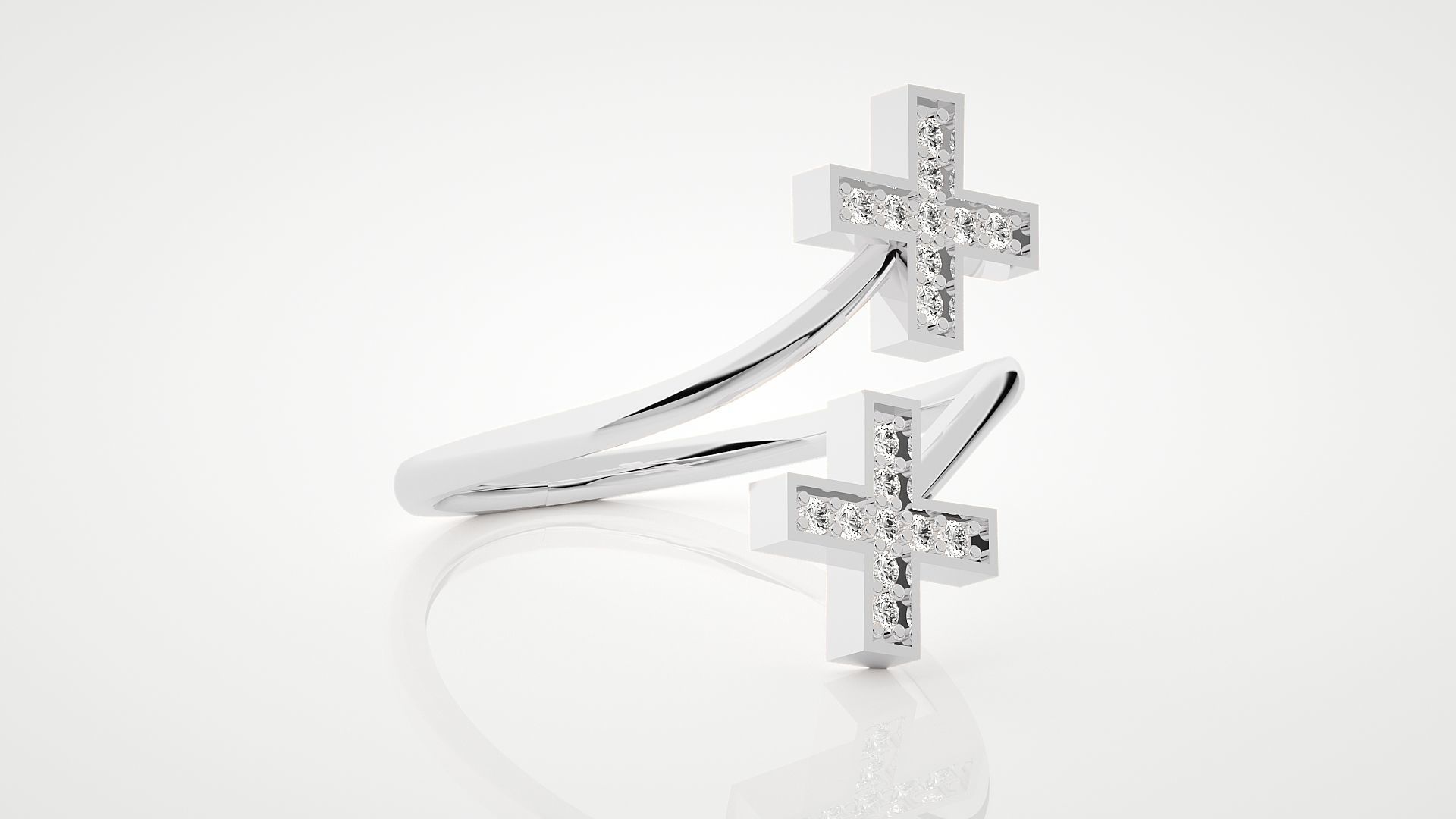 Cross Ultra Light wt minimalist diamond ring 3dm stl renders 3D print model_5