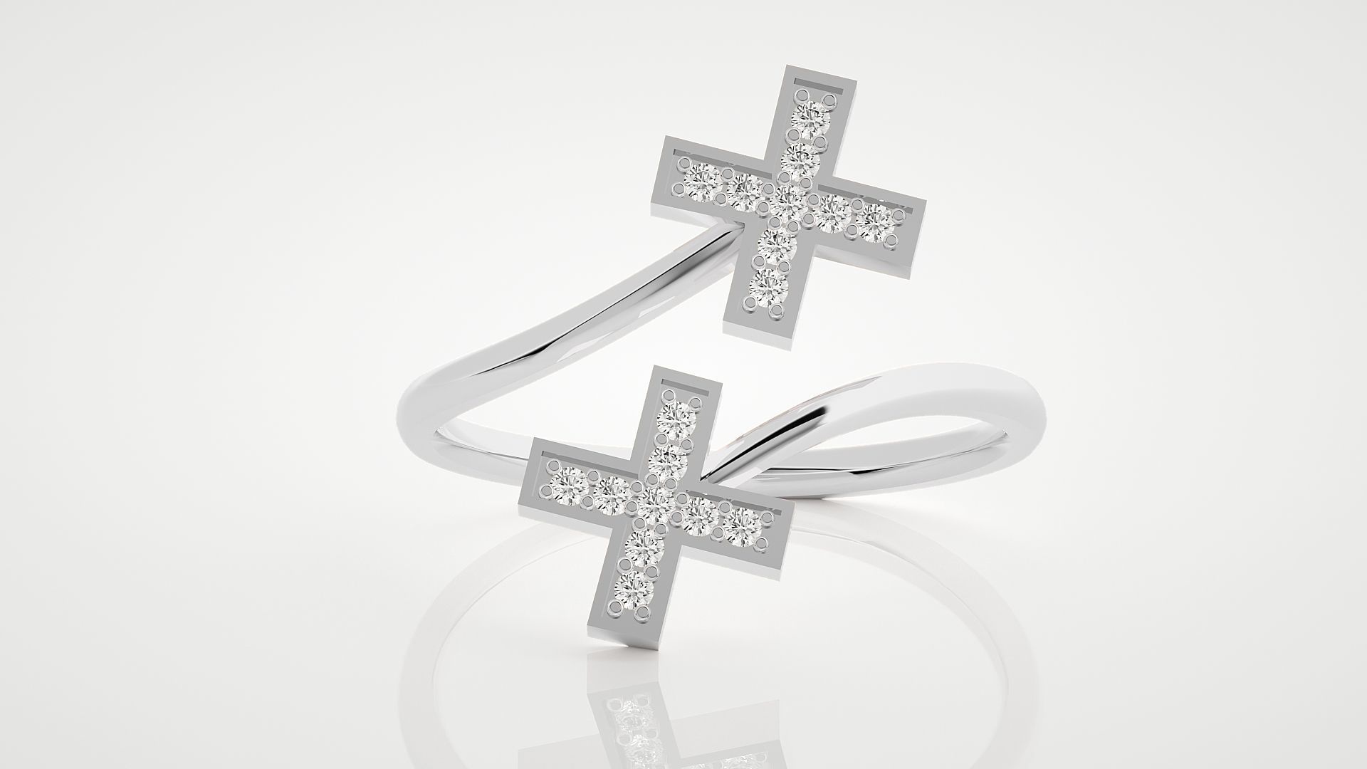 Cross Ultra Light wt minimalist diamond ring 3dm stl renders 3D print model_3