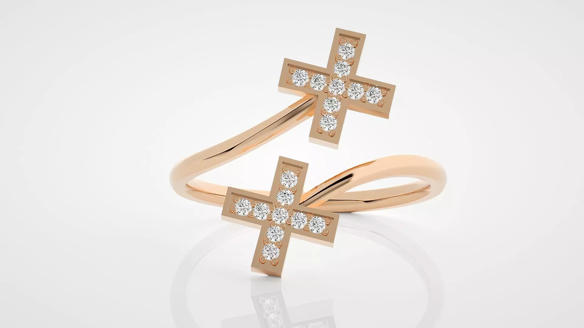 Cross Ultra Light wt minimalist diamond ring 3dm stl renders 3D print model_0