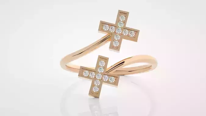 Cross Ultra Light wt minimalist diamond ring 3dm stl renders 3D print model