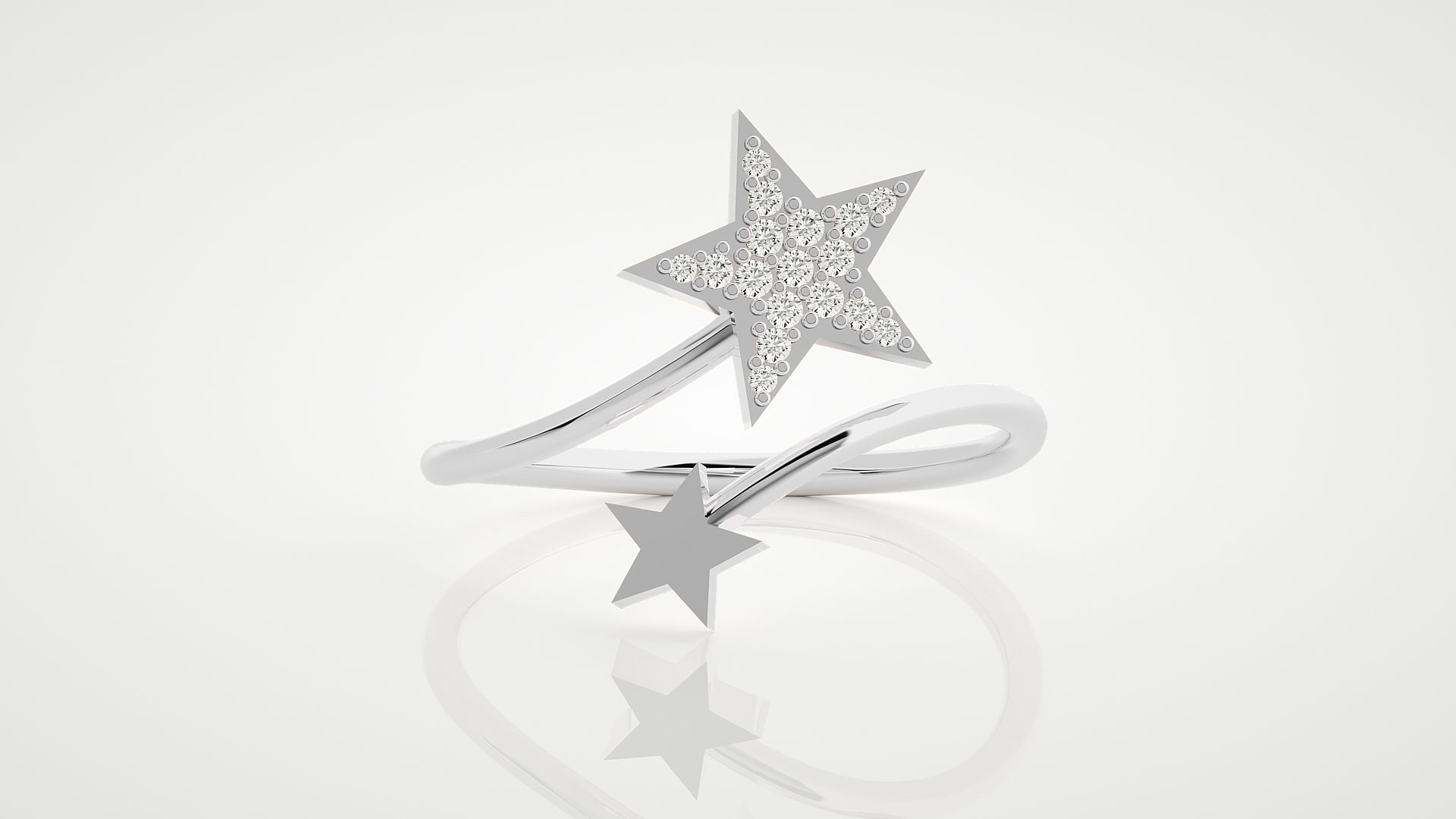 Bi Star Ultra Light wt minimalist diamond ring 3dm stl renders  3D print model_4
