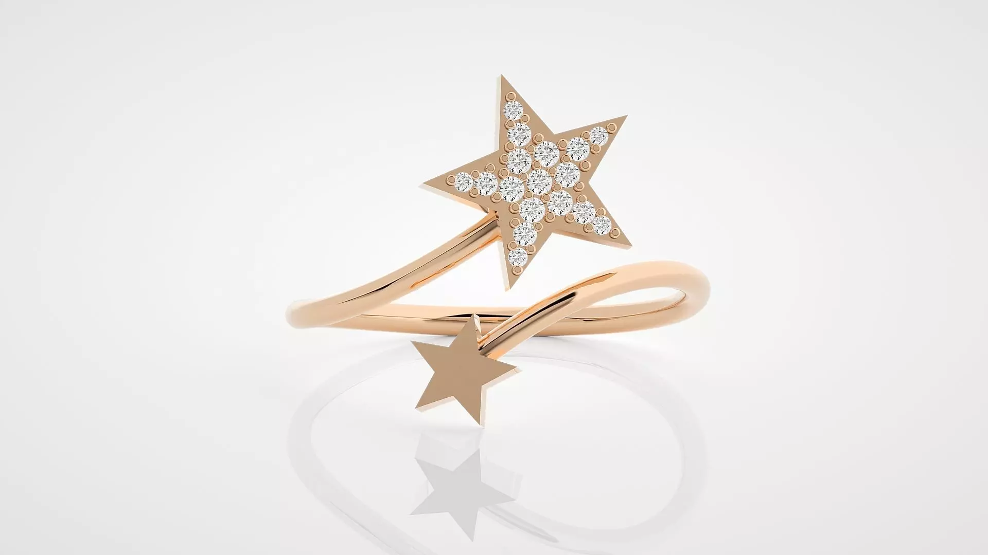 Bi Star Ultra Light wt minimalist diamond ring 3dm stl renders  3D print model_0