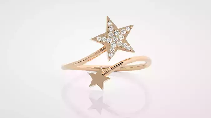 Bi Star Ultra Light wt minimalist diamond ring 3dm stl renders  3D print model