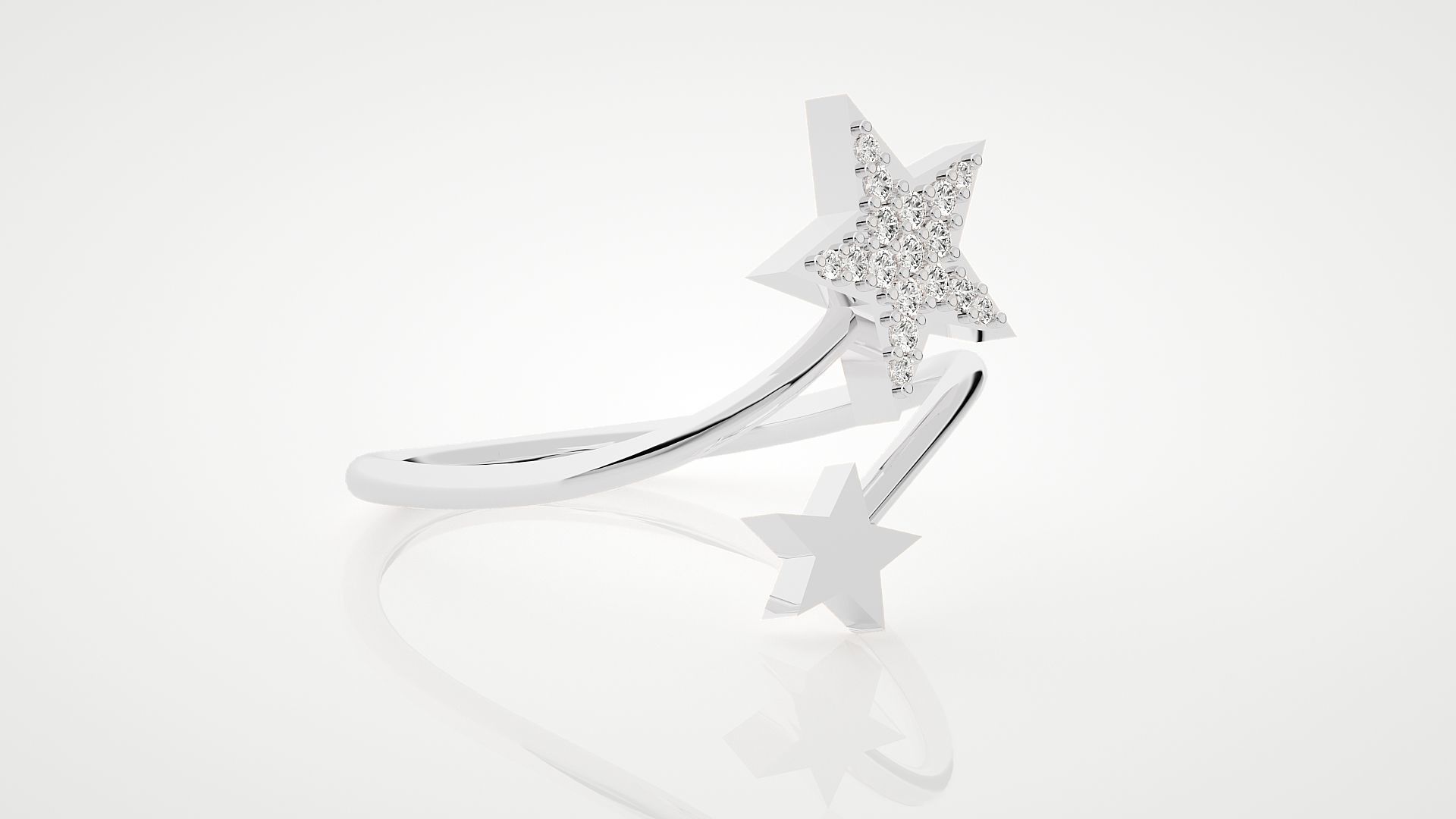 Bi Star Ultra Light wt minimalist diamond ring 3dm stl renders  3D print model_5