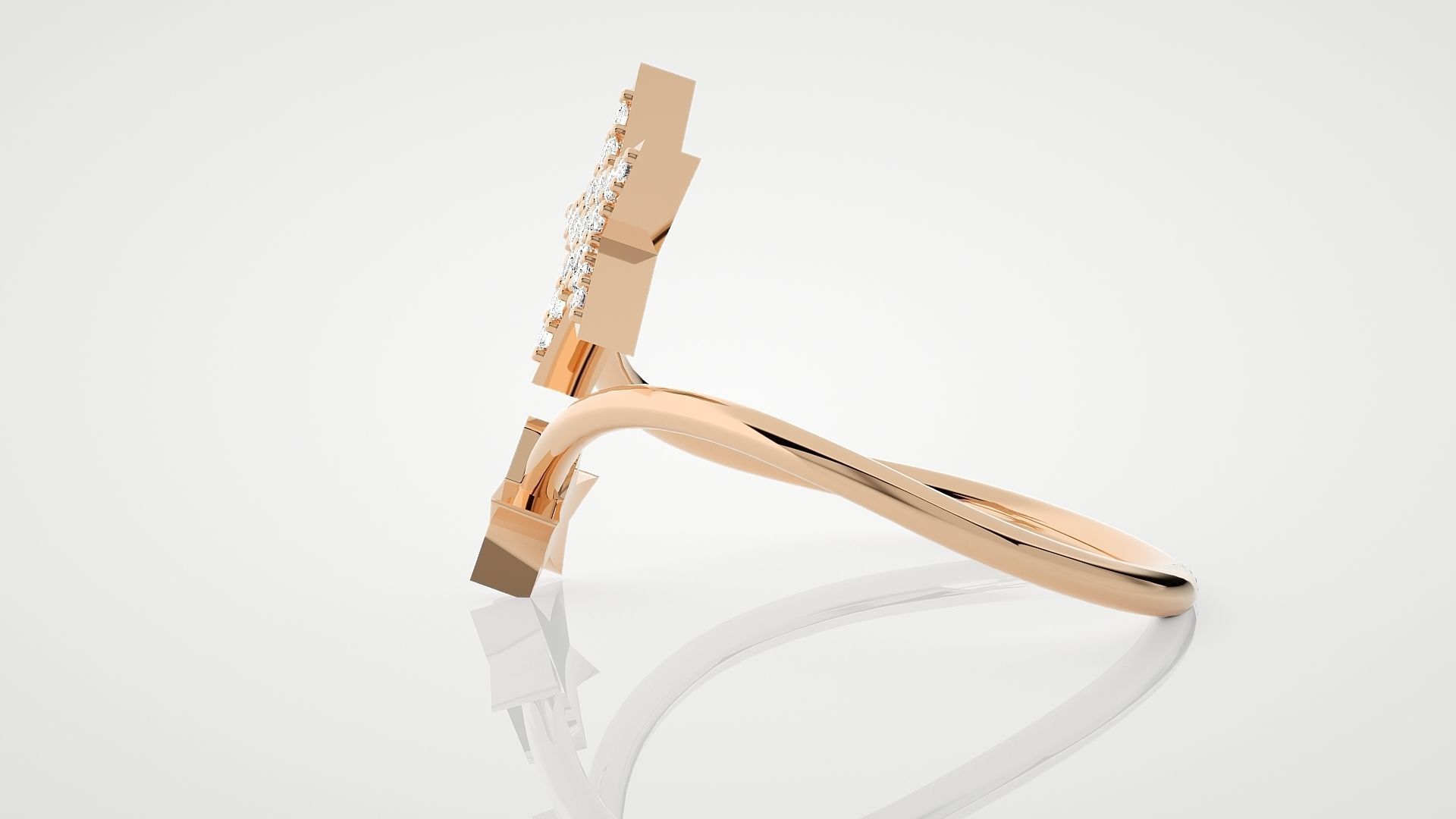 Bi Star Ultra Light wt minimalist diamond ring 3dm stl renders  3D print model_3