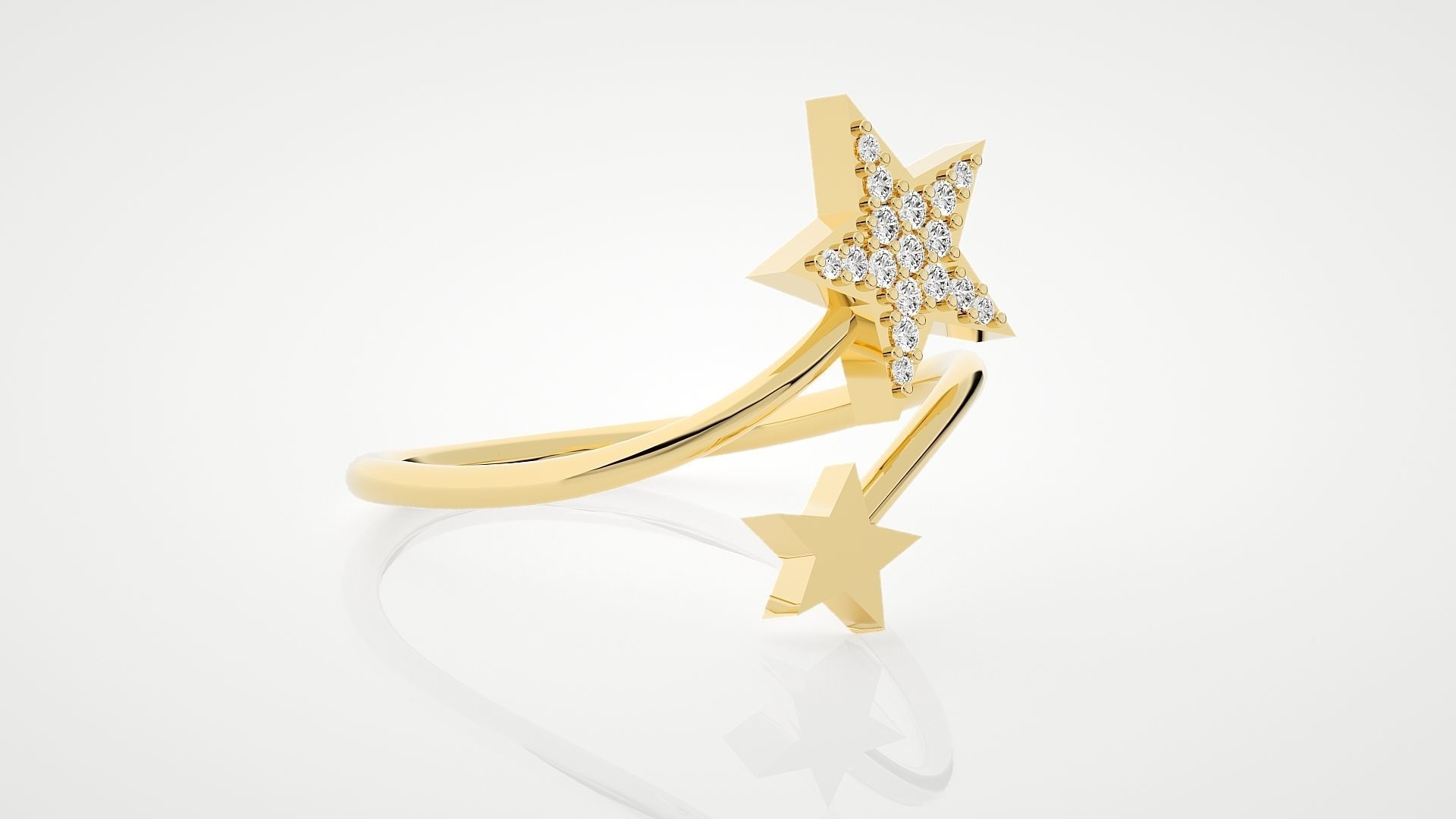 Bi Star Ultra Light wt minimalist diamond ring 3dm stl renders  3D print model_8