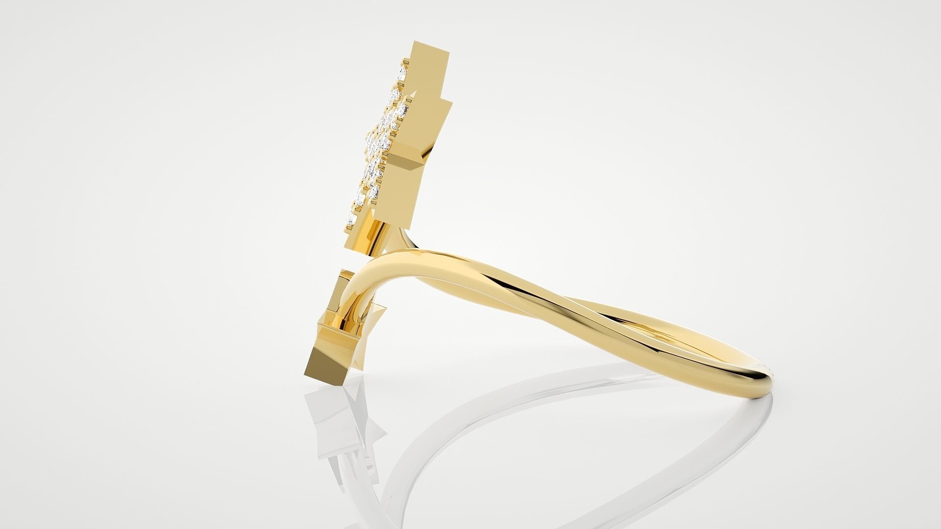 Bi Star Ultra Light wt minimalist diamond ring 3dm stl renders  3D print model_9