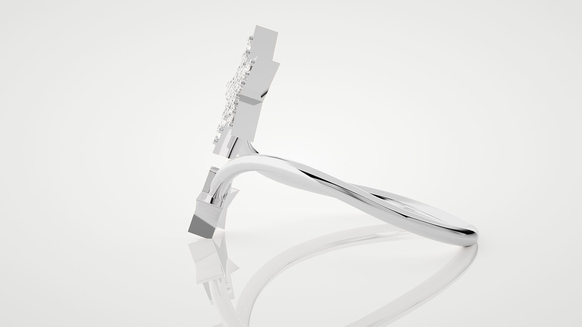 Bi Star Ultra Light wt minimalist diamond ring 3dm stl renders  3D print model_6