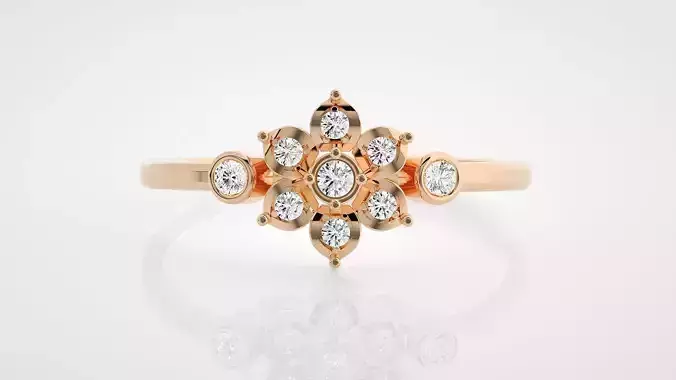 Ultra Light wt minimalist flower diamond ring 3dm stl renders