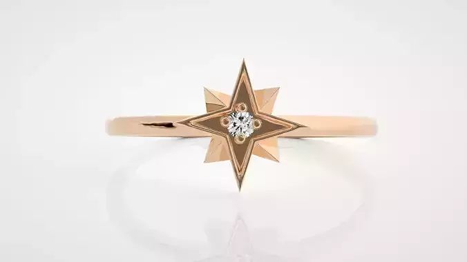 Star Ultra Light wt minimalist diamond ring 3dm stl renders