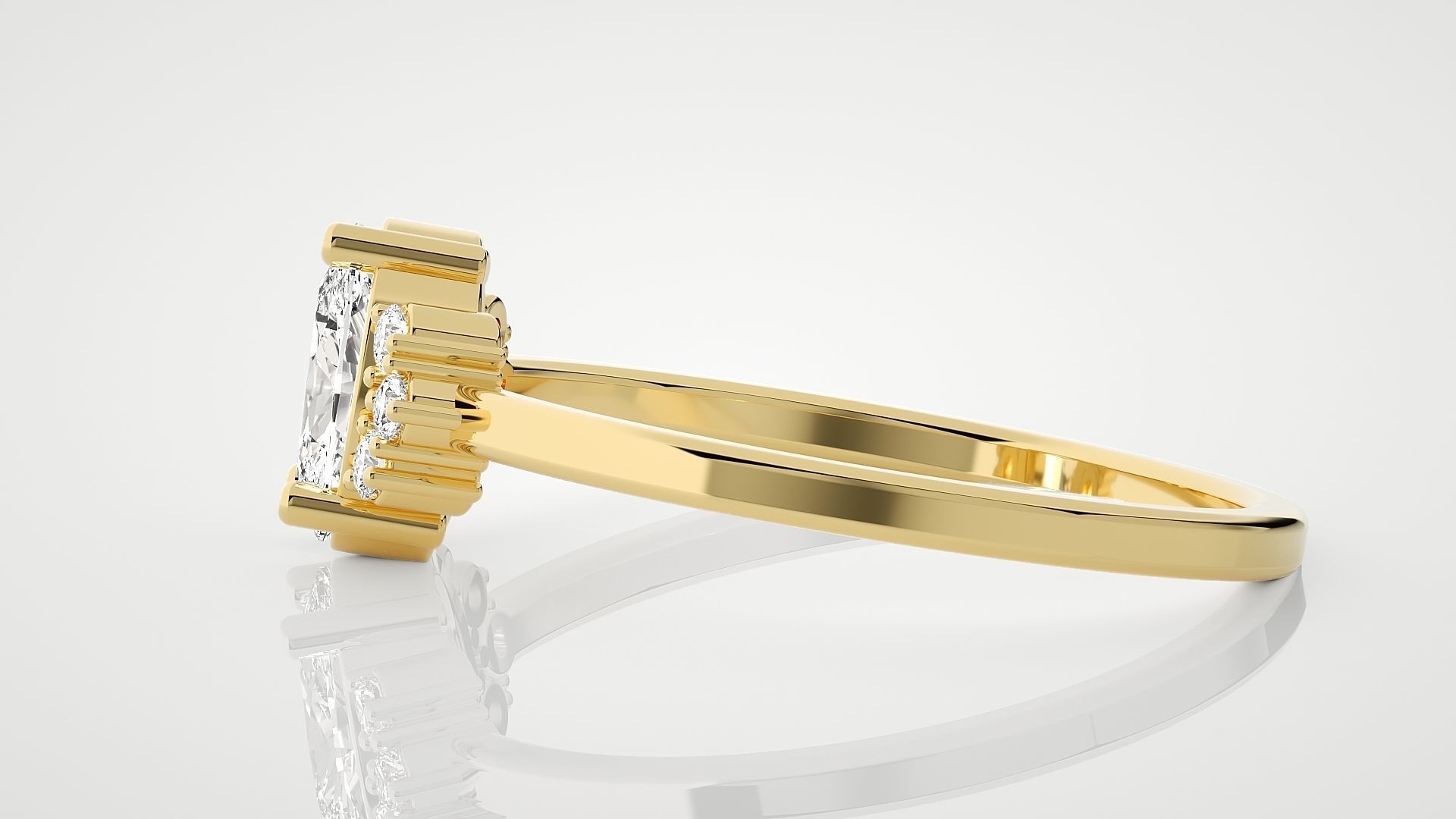 Ultra Light wt minimalist solitaire diamond ring 3dm stl renders 3D print model_9