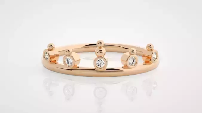Ultra Light wt minimalist crown diamond ring 3dm stl renders