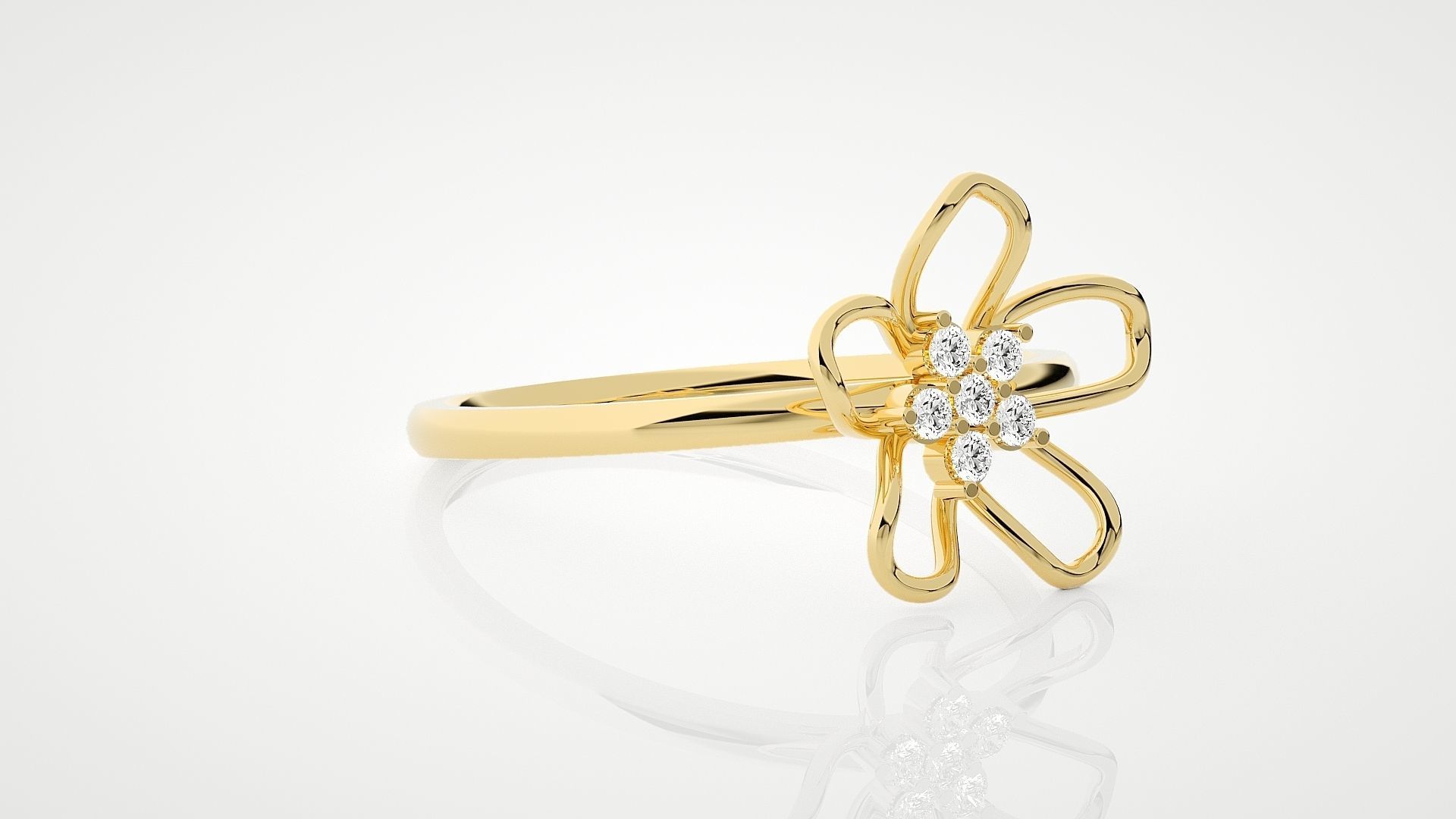 Flower Ultra Light wt minimalist diamond ring 3dm stl renders 3D print model_8