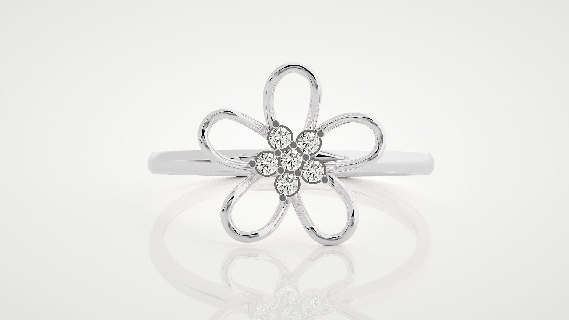 Flower Ultra Light wt minimalist diamond ring 3dm stl renders 3D print model_4