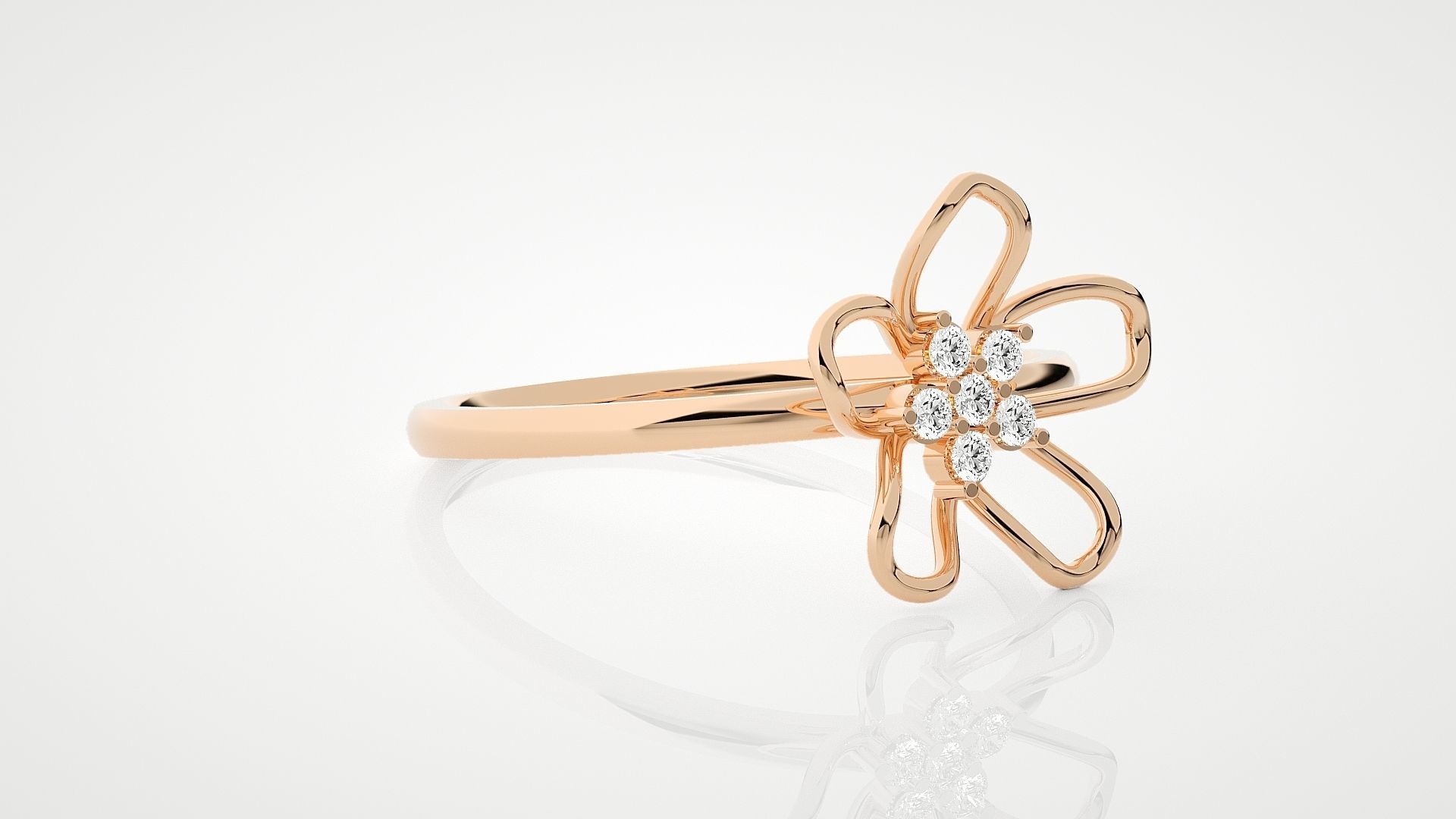 Flower Ultra Light wt minimalist diamond ring 3dm stl renders 3D print model_1