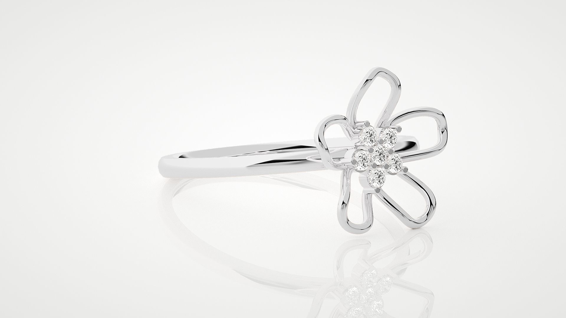 Flower Ultra Light wt minimalist diamond ring 3dm stl renders 3D print model_5