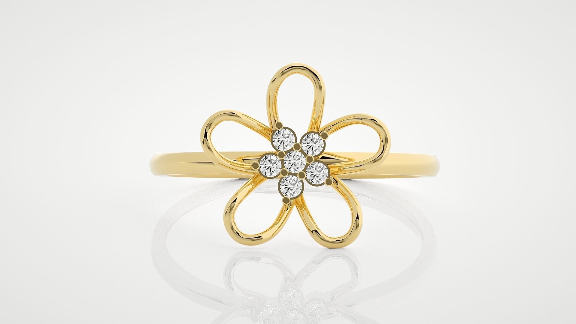 Flower Ultra Light wt minimalist diamond ring 3dm stl renders 3D print model_7