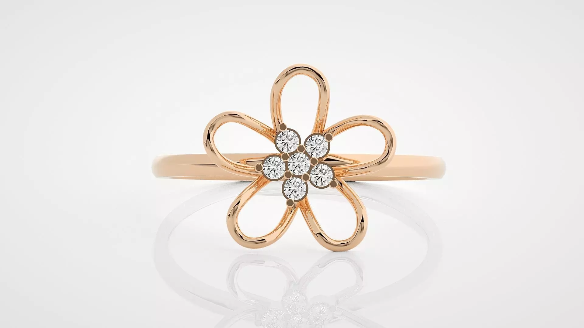 Flower Ultra Light wt minimalist diamond ring 3dm stl renders 3D print model_0