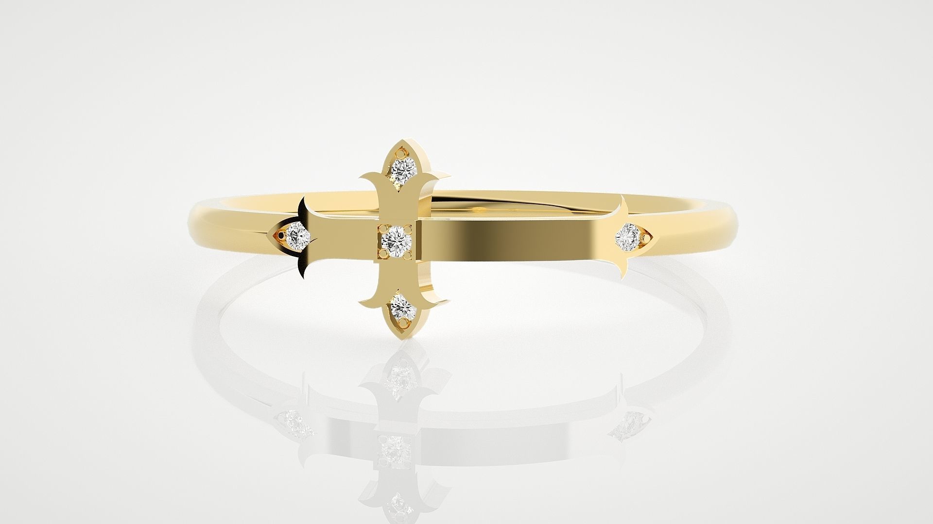 Ultra Light wt minimalist cross diamond ring 3dm stl renders 3D print model_7