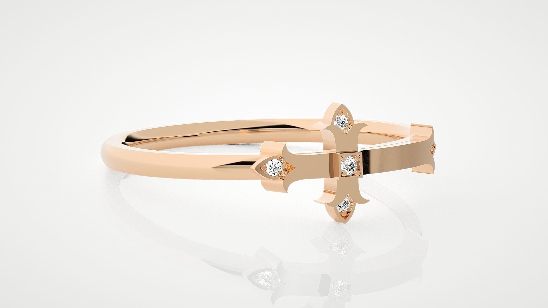 Ultra Light wt minimalist cross diamond ring 3dm stl renders 3D print model_1