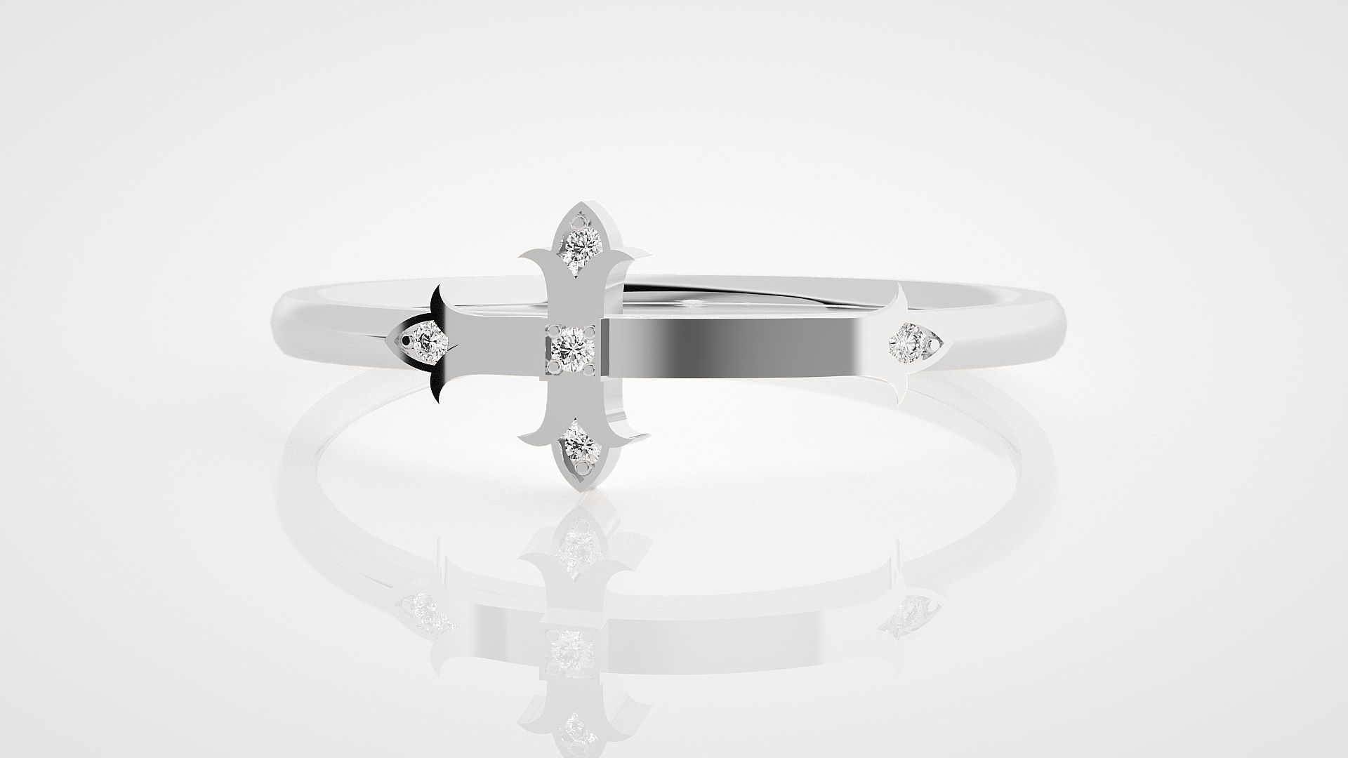 Ultra Light wt minimalist cross diamond ring 3dm stl renders 3D print model_3