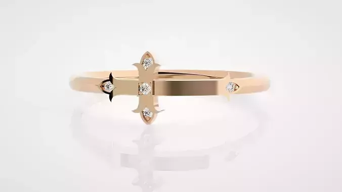 Ultra Light wt minimalist cross diamond ring 3dm stl renders 3D print model