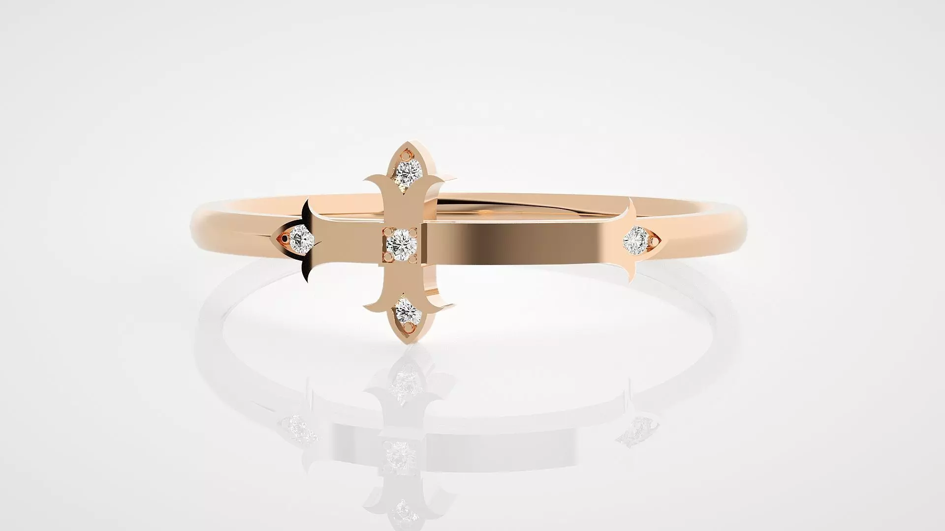 Ultra Light wt minimalist cross diamond ring 3dm stl renders 3D print model_0