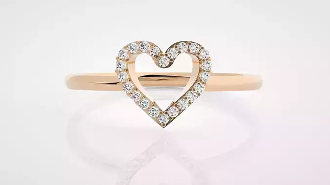 Heart Ultra Light wt minimalist diamond ring 3dm stl renders
