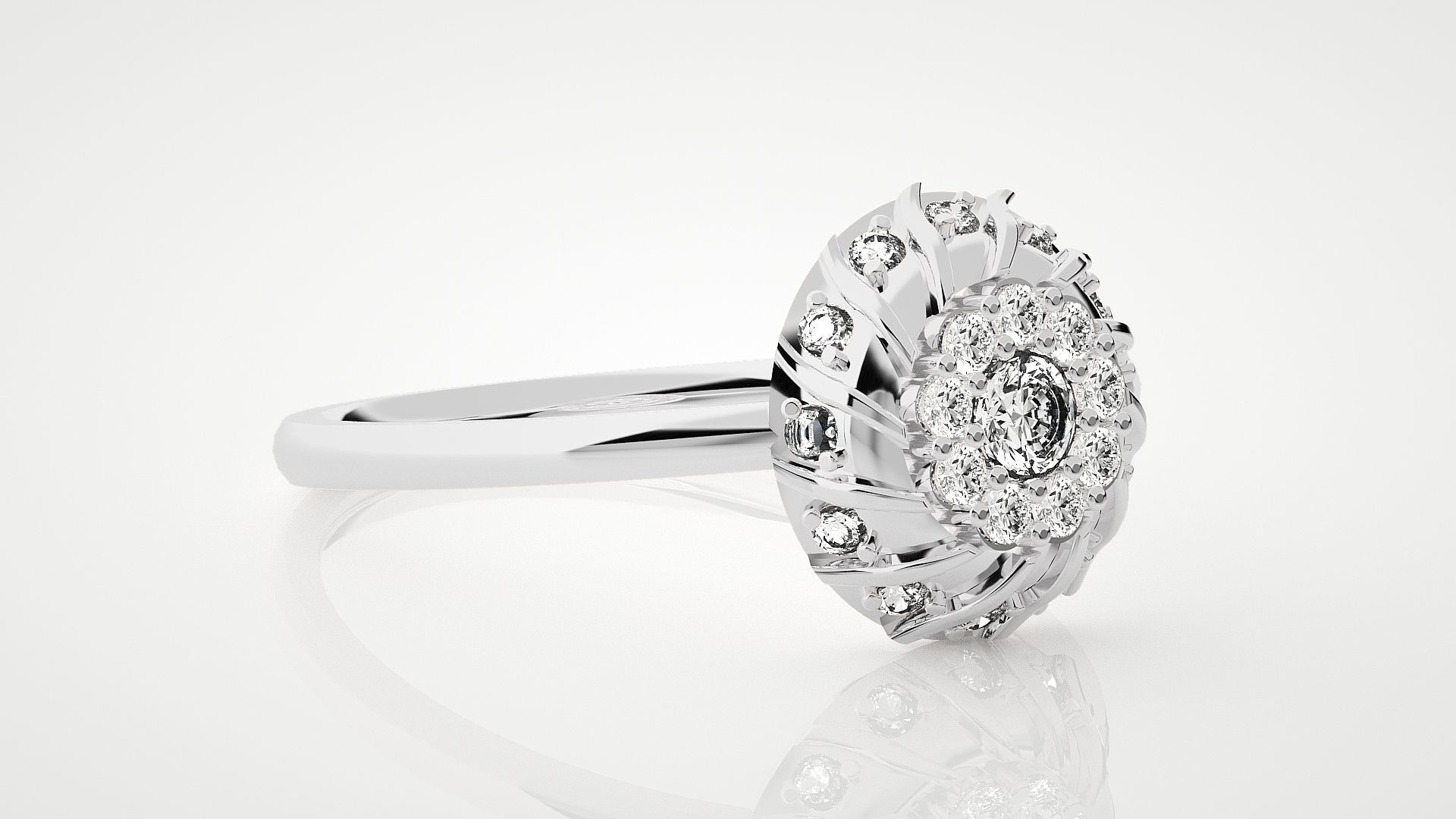 Flower Buds Ultra Light wt minimalist diamond ring 3dm stl 3D print model_5