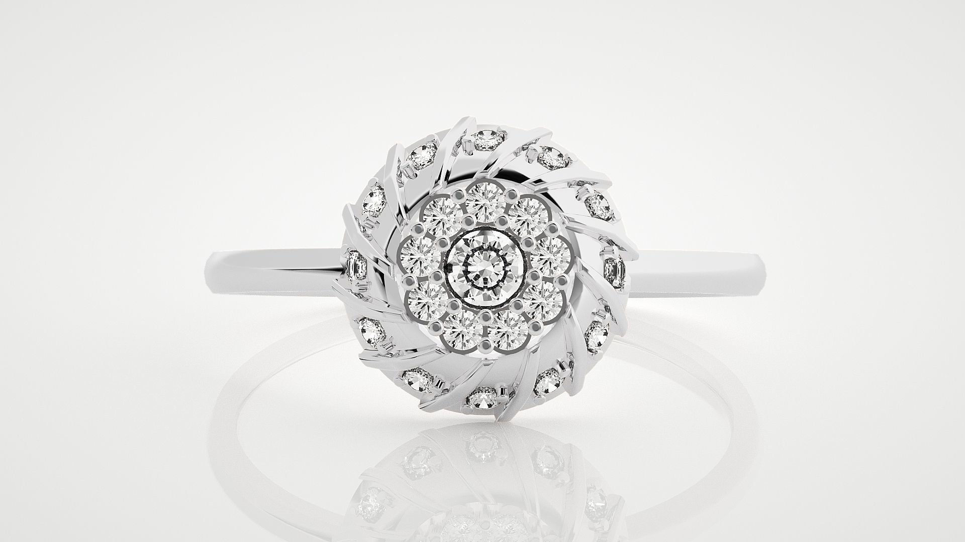 Flower Buds Ultra Light wt minimalist diamond ring 3dm stl 3D print model_4