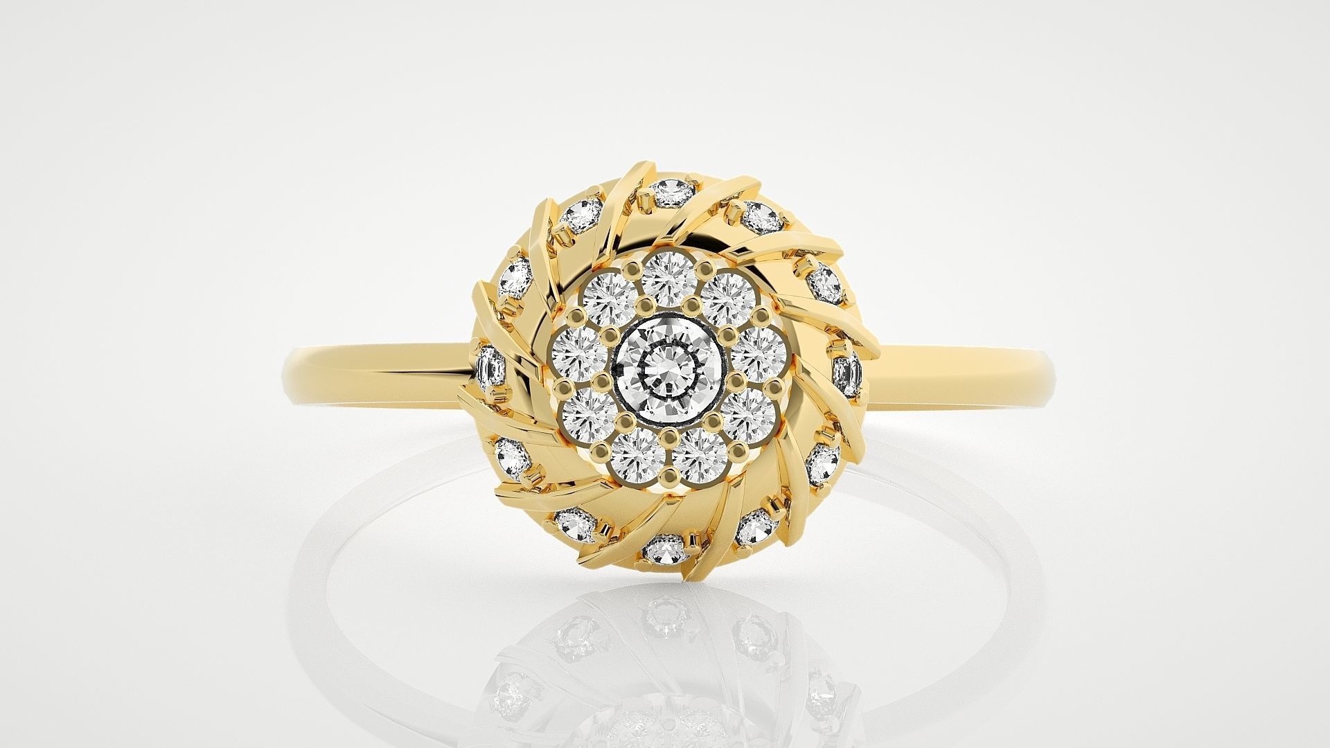 Flower Buds Ultra Light wt minimalist diamond ring 3dm stl 3D print model_7