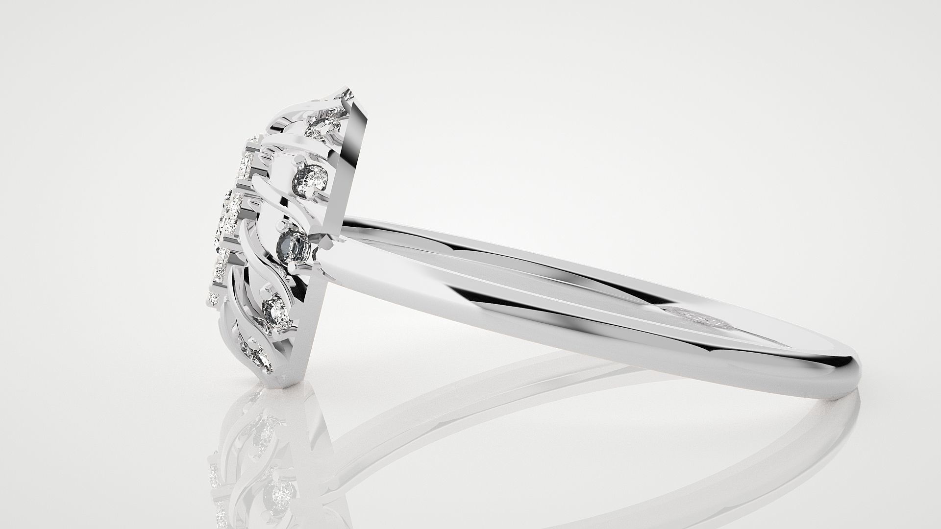 Flower Buds Ultra Light wt minimalist diamond ring 3dm stl 3D print model_6