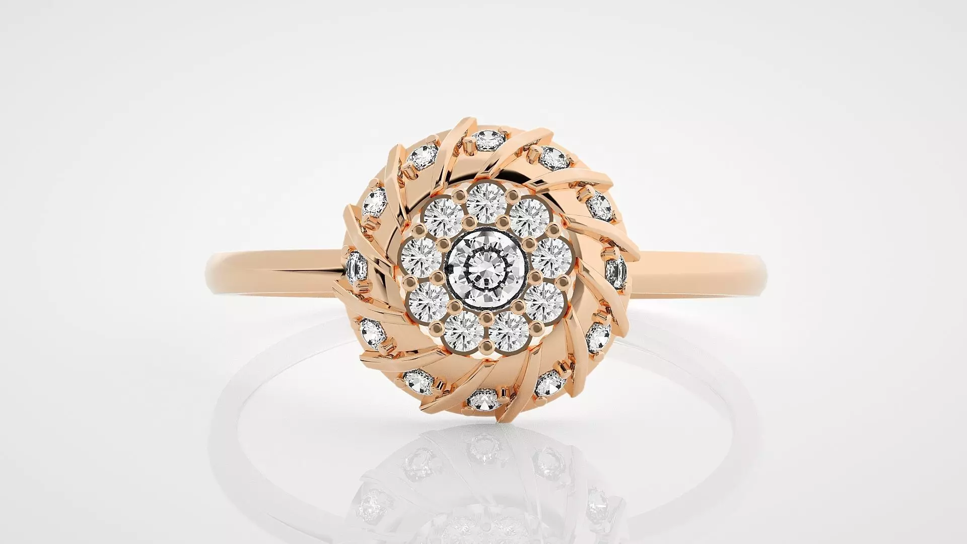 Flower Buds Ultra Light wt minimalist diamond ring 3dm stl 3D print model_0