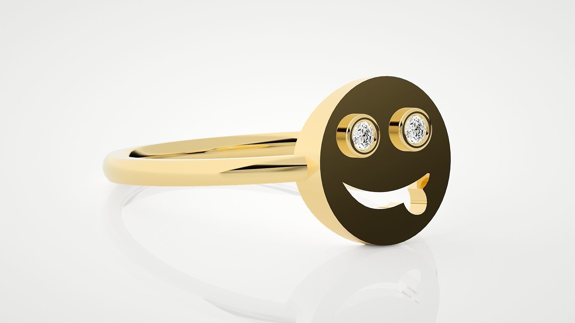 Emoji Ultra Light wt minimalist diamond ring 3dm stl renders 3D print model_8